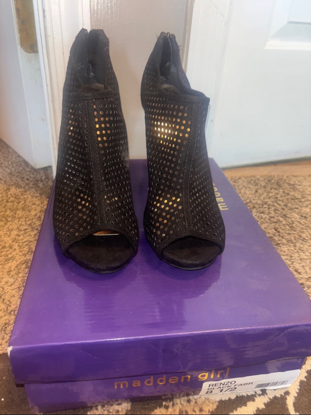 Madden Girl Black Perforated Peep-Toe Booties